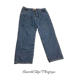 VTG LL Bean Mens 40 x 30 Flannel Lined Relaxed Fit Double L Blue Jeans Winter